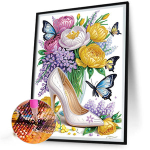 Flower High Heels 30*40CM Special Shaped Drill Diamond Painting Drill Diamond Painting