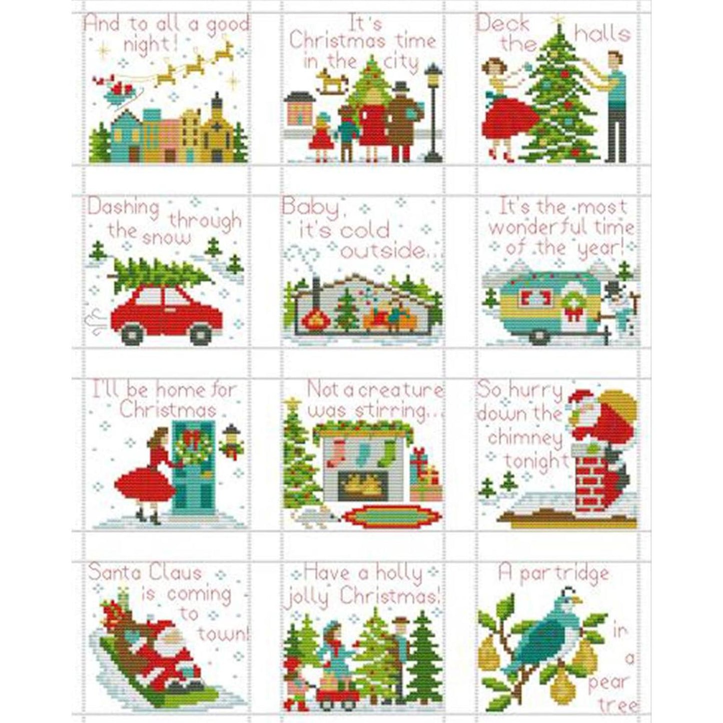 Merry Christmas Holiday - Partial 14CT Counted Cross Stitch 36x47CM - Joy Sunday Backstitch