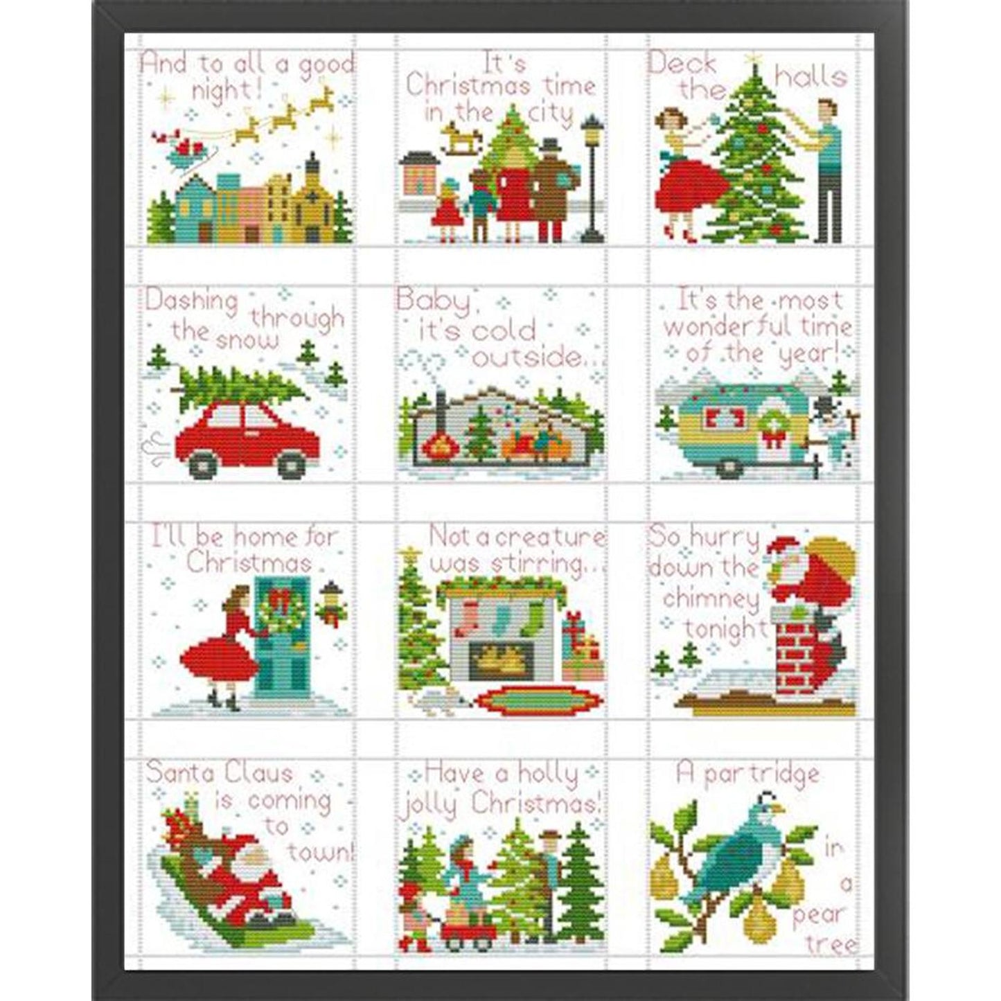 Merry Christmas Holiday - Partial 14CT Counted Cross Stitch 36x47CM - Joy Sunday Backstitch