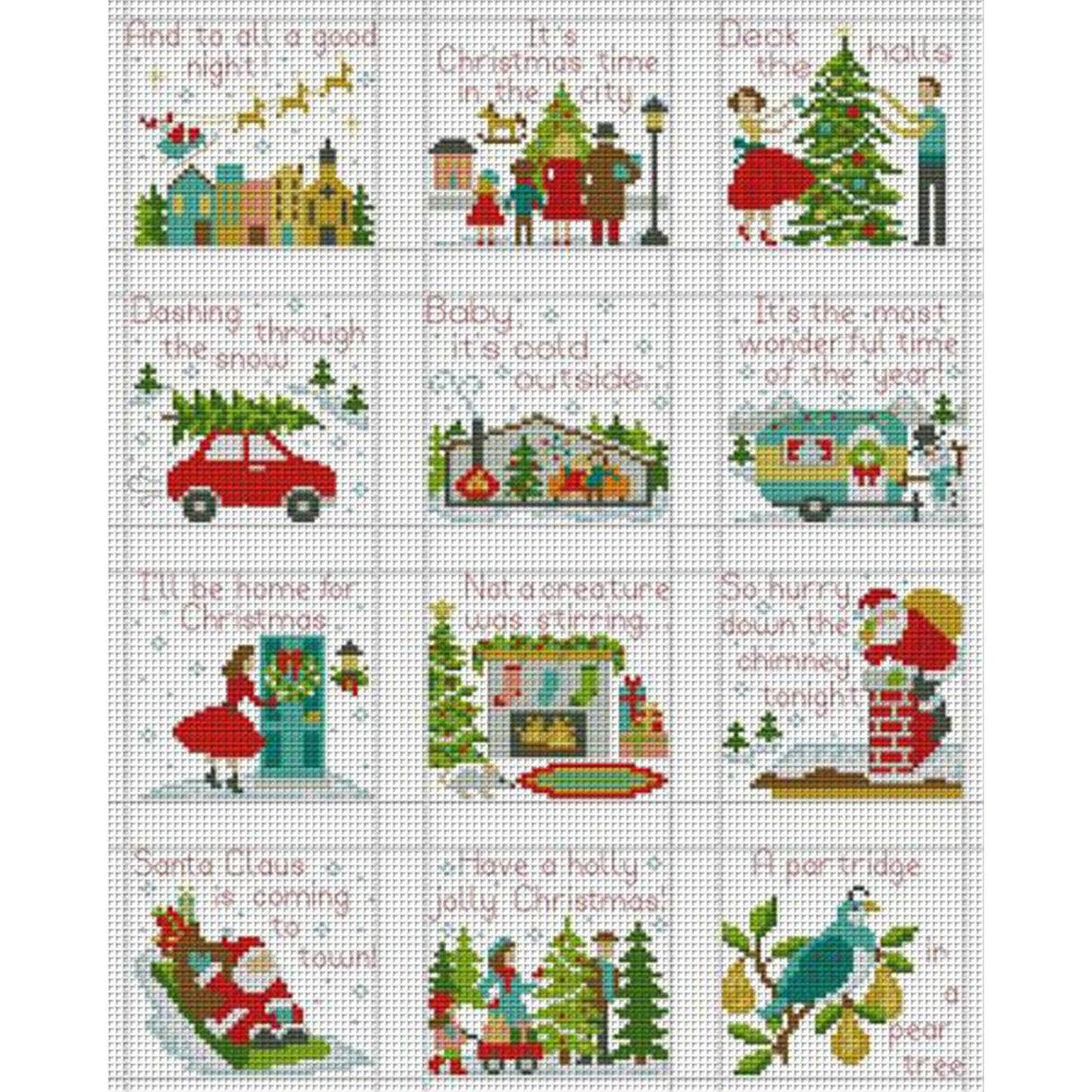 Merry Christmas Holiday - Partial 14CT Counted Cross Stitch 36x47CM - Joy Sunday Backstitch