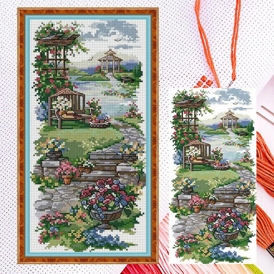 Garden Path - Partial 14CT Counted Cross Stitch 17x34CM - Joy Sunday Backstitch