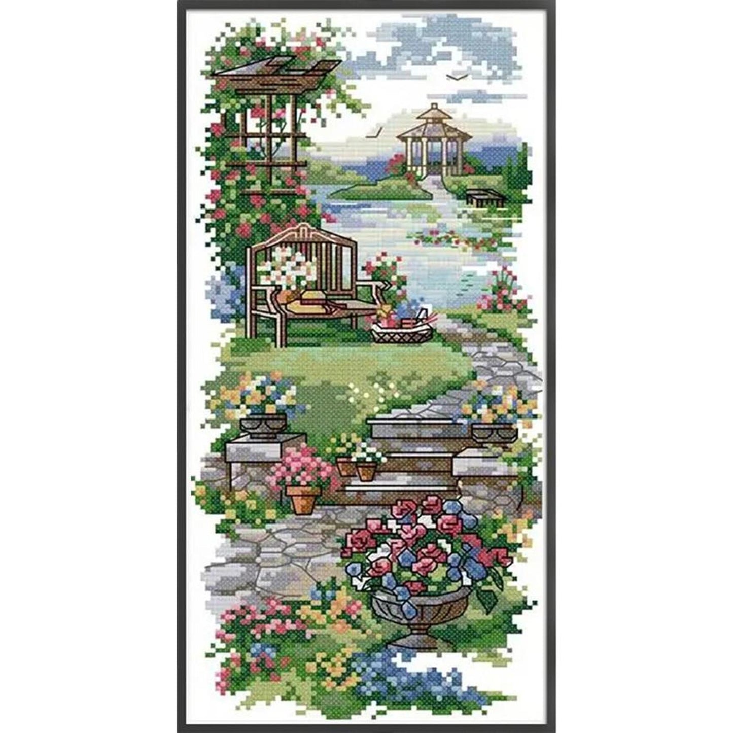 Garden Path - Partial 14CT Counted Cross Stitch 17x34CM - Joy Sunday Backstitch