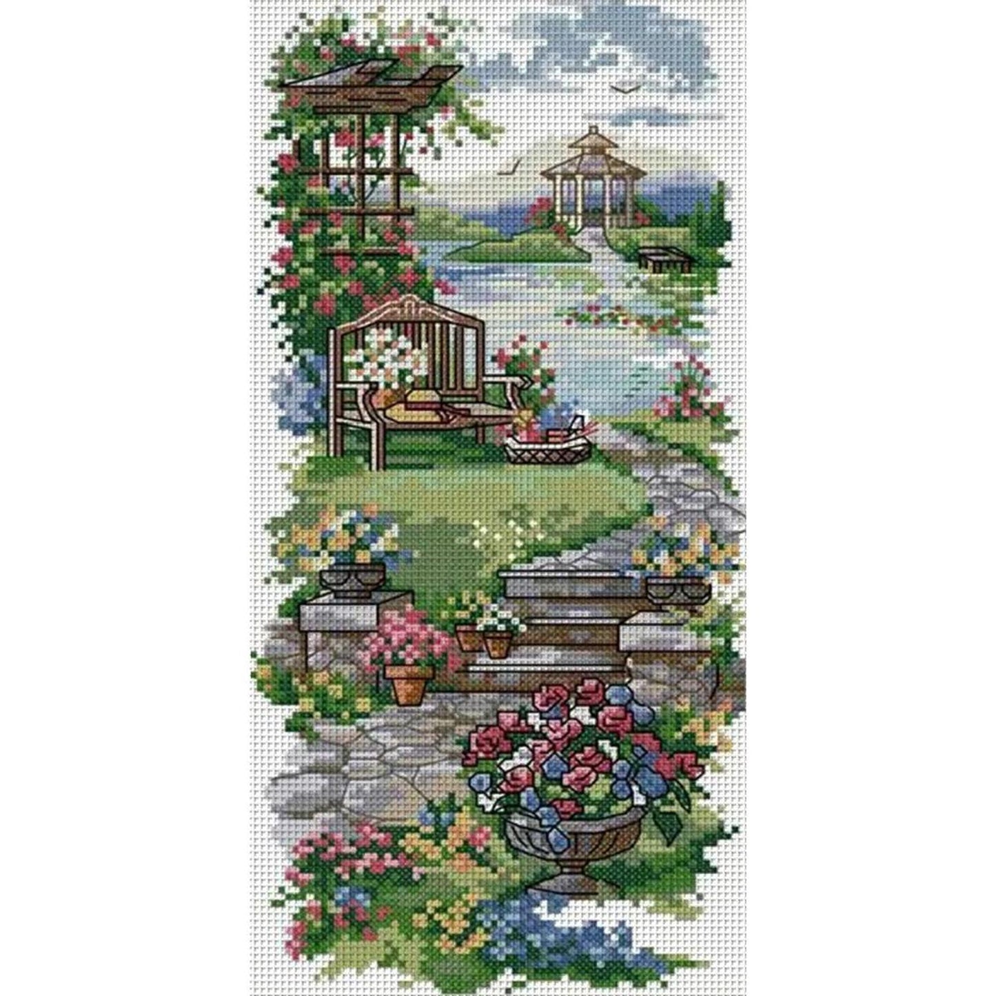Garden Path - Partial 14CT Counted Cross Stitch 17x34CM - Joy Sunday Backstitch