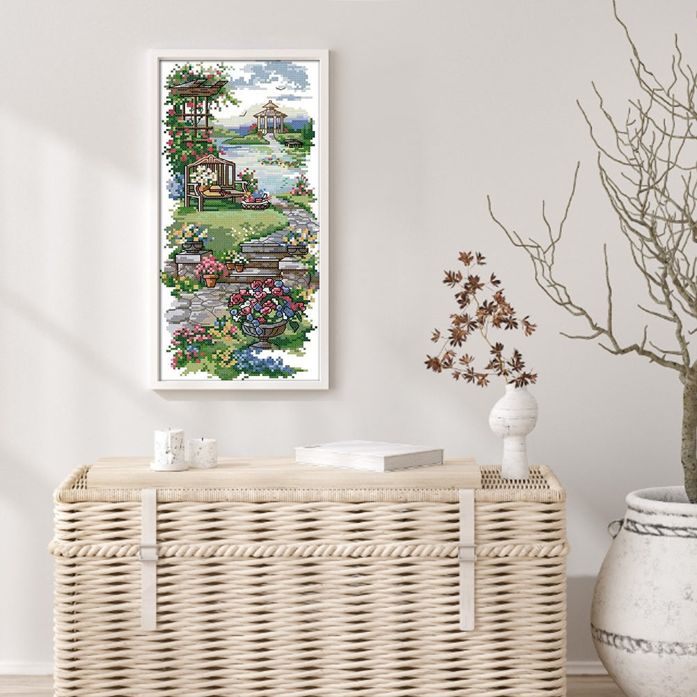 Garden Path - Partial 14CT Counted Cross Stitch 17x34CM - Joy Sunday Backstitch