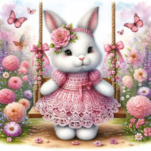 Load image into Gallery viewer, Rabbit On The Swing 30*30CM Full AB Round Drill Diamond Painting Drill Diamond Painting
