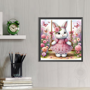 Rabbit On The Swing 30*30CM Full AB Round Drill Diamond Painting Drill Diamond Painting