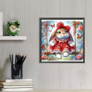 Rabbit On The Swing 30*30CM Full AB Round Drill Diamond Painting Drill Diamond Painting