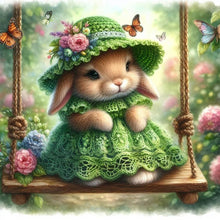 Load image into Gallery viewer, Rabbit On The Swing 30*30CM Full AB Round Drill Diamond Painting Drill Diamond Painting
