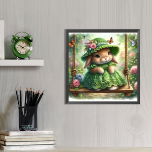 Rabbit On The Swing 30*30CM Full AB Round Drill Diamond Painting Drill Diamond Painting