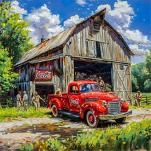 Load image into Gallery viewer, Village Red Classic Car 40*40CM Full Round Drill Diamond Painting Drill Diamond Painting
