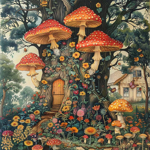 Autumn Tree House 40*40CM(Canvas) Full Round Drill Diamond Painting