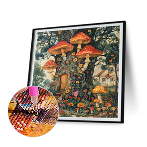 Autumn Tree House 40*40CM(Canvas) Full Round Drill Diamond Painting