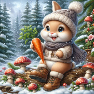 Snow Bunny 30*30CM Full AB Round Drill Diamond Painting Drill Diamond Painting