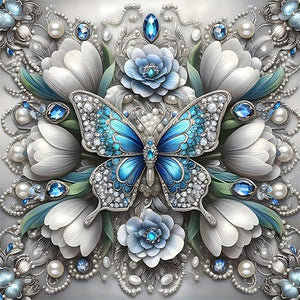 White Butterfly 30*30CM Full AB Round Drill Diamond Painting Drill Diamond Painting