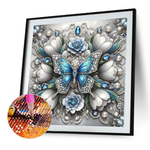 White Butterfly 30*30CM Full AB Round Drill Diamond Painting Drill Diamond Painting