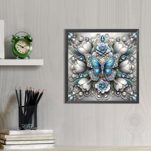 White Butterfly 30*30CM Full AB Round Drill Diamond Painting Drill Diamond Painting