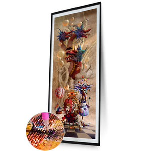 Funny Bird Alice In Wonderland 30*90CM(Canvas) Full Round Drill Diamond Painting
