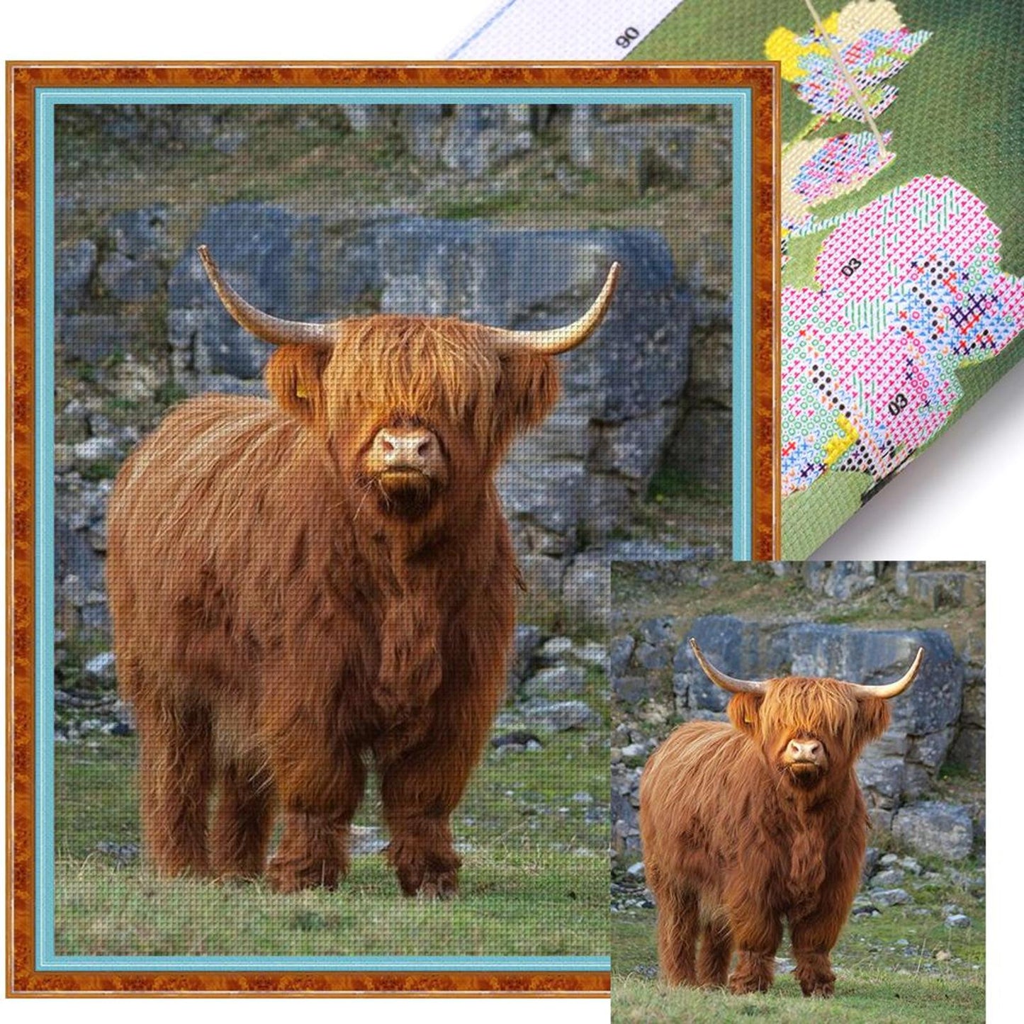 Highland Cow - Full 11CT Stamped Cross Stitch 40x50CM - Huacan