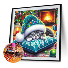 Load image into Gallery viewer, Christmas Cat 40*40CM Full Round Drill Diamond Painting Drill Diamond Painting
