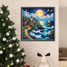 Load image into Gallery viewer, Seaside Town At Night 50*50CM Full Round Drill Diamond Painting Drill Diamond Painting
