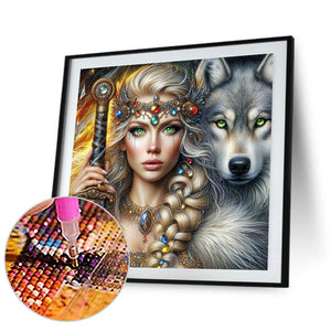 Beauty And The Wolf 40*40CM Full Round Drill Diamond Painting Drill Diamond Painting