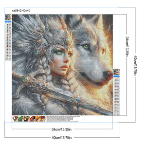 Beauty And The Wolf 40*40CM Full Round Drill Diamond Painting Drill Diamond Painting