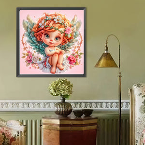 Flowers And Grass Peace Angel Girl 40*40CM Full Round Drill Diamond Painting Drill Diamond Painting