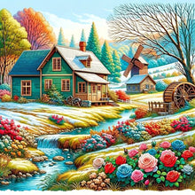 Load image into Gallery viewer, River Flowers House 40*40CM Full Round Drill Diamond Painting Drill Diamond Painting
