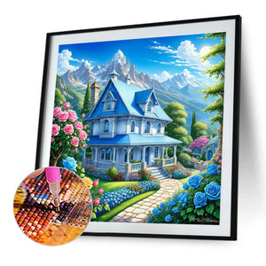 Rose Blue Villa 40*40CM Full Round Drill Diamond Painting Drill Diamond Painting