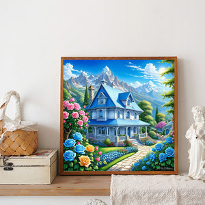 Rose Blue Villa 40*40CM Full Round Drill Diamond Painting Drill Diamond Painting