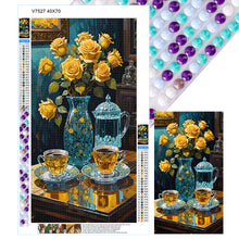 Load image into Gallery viewer, Yellow Rose Tea Set 40*70CM Full Round Drill Diamond Painting Drill Diamond Painting
