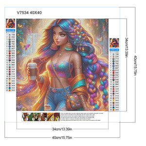 Girl With Braided Hair 40*40CM Full Round Drill Diamond Painting Drill Diamond Painting