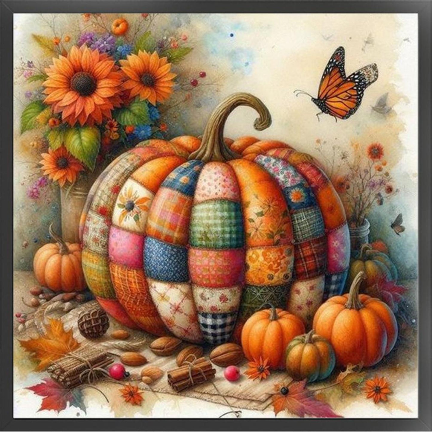 Colorful Pumpkins - Full 11CT Stamped Cross Stitch 40x40CM - Huacan