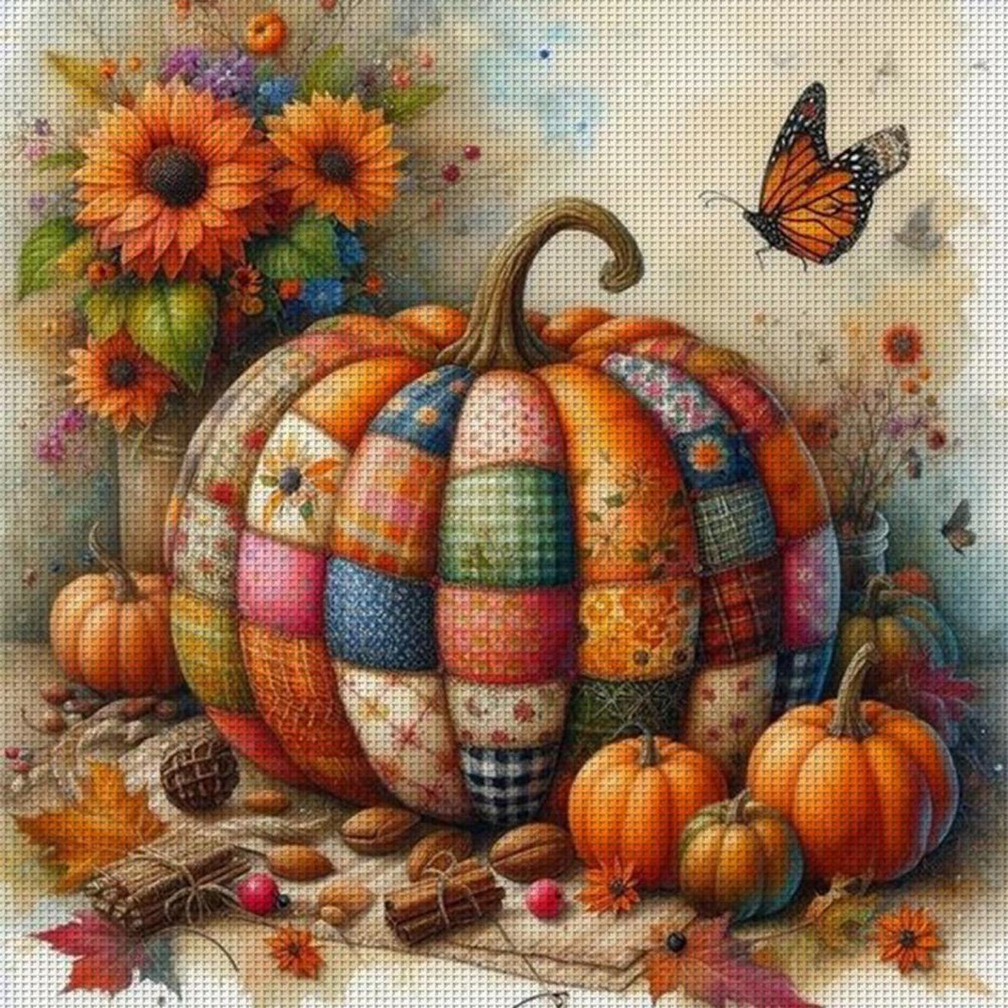 Colorful Pumpkins - Full 11CT Stamped Cross Stitch 40x40CM - Huacan