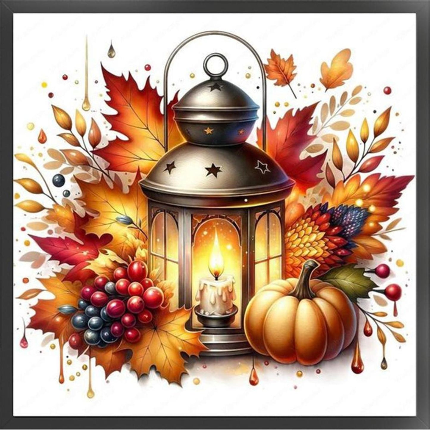 Pumpkin And Lamp - Full 11CT Stamped Cross Stitch 40x40CM - Huacan