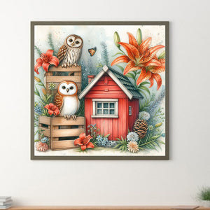 Garden Owl 40*40CM Full Round Drill Diamond Painting Drill Diamond Painting