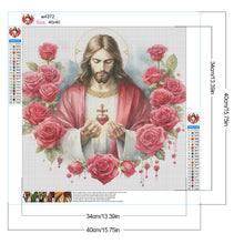 Load image into Gallery viewer, Love Red Rose Jesus 40*40CM Full Round Drill Diamond Painting Drill Diamond Painting
