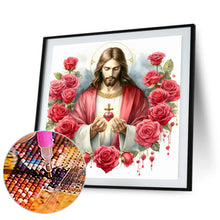 Load image into Gallery viewer, Love Red Rose Jesus 40*40CM Full Round Drill Diamond Painting Drill Diamond Painting
