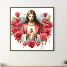 Load image into Gallery viewer, Love Red Rose Jesus 40*40CM Full Round Drill Diamond Painting Drill Diamond Painting
