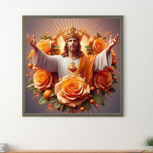 Yellow Rose Jesus 40*40CM Full Round Drill Diamond Painting Drill Diamond Painting