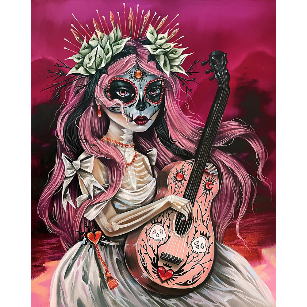 Undead Makeup Pink Hair Girl 40*50CM Full Round Drill Diamond Painting Drill Diamond Painting