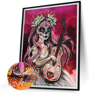 Undead Makeup Pink Hair Girl 40*50CM Full Round Drill Diamond Painting Drill Diamond Painting