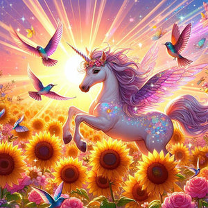 Hummingbirds And Unicorns 40*40CM Full AB Round Drill Diamond Painting Drill Diamond Painting