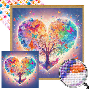 Butterfly Love Tree 40*40CM Full AB Round Drill Diamond Painting Drill Diamond Painting