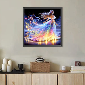 Girl In Long Skirt At Seaside 40*40CM Full AB Round Drill Diamond Painting Drill Diamond Painting