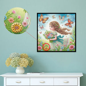 Cute Little Girl 30*30CM Special Shaped Drill Diamond Painting Drill Diamond Painting