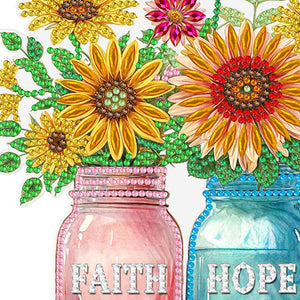 Christmas Diamond Art Hooks Rhinestone Painting Coat Hook (Sunflower Vase A)