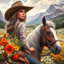 Load image into Gallery viewer, Cowgirl Riding Horse 40*40CM Full Round Drill Diamond Painting Drill Diamond Painting
