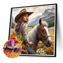 Load image into Gallery viewer, Cowgirl Riding Horse 40*40CM Full Round Drill Diamond Painting Drill Diamond Painting
