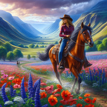 Load image into Gallery viewer, Horseback Riding To See The Sea Of Flowers 40*40CM Full Round Drill Diamond Painting Drill Diamond Painting
